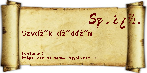 Szvák Ádám névjegykártya